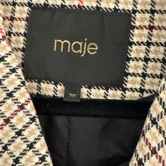 Maje GESSIA CHECKED WOVEN TRENCH COAT IN CARREAUX - Picture 4 of 5